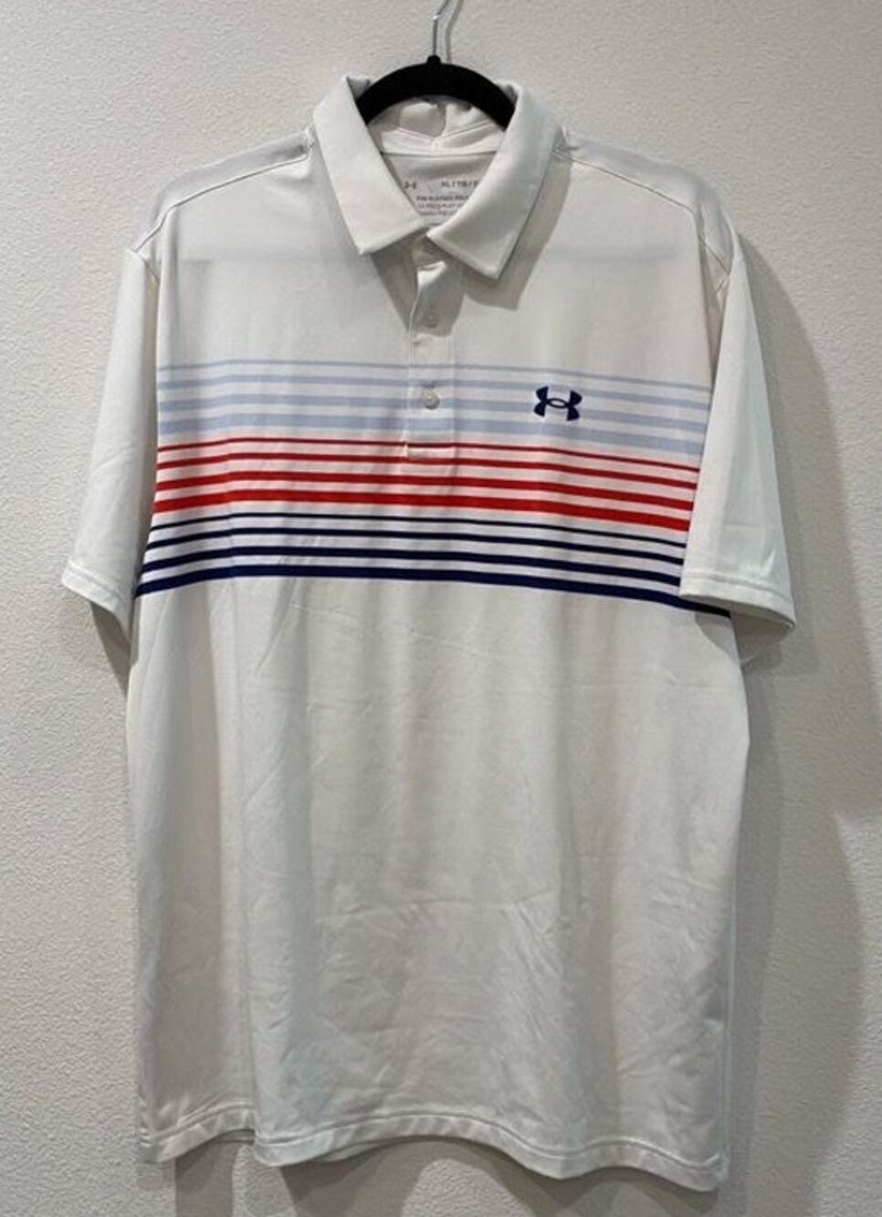 Under Armour Men’s XL The Playoff Short Sleeve Polo Shirt, White / Stripes - Picture 1 of 4